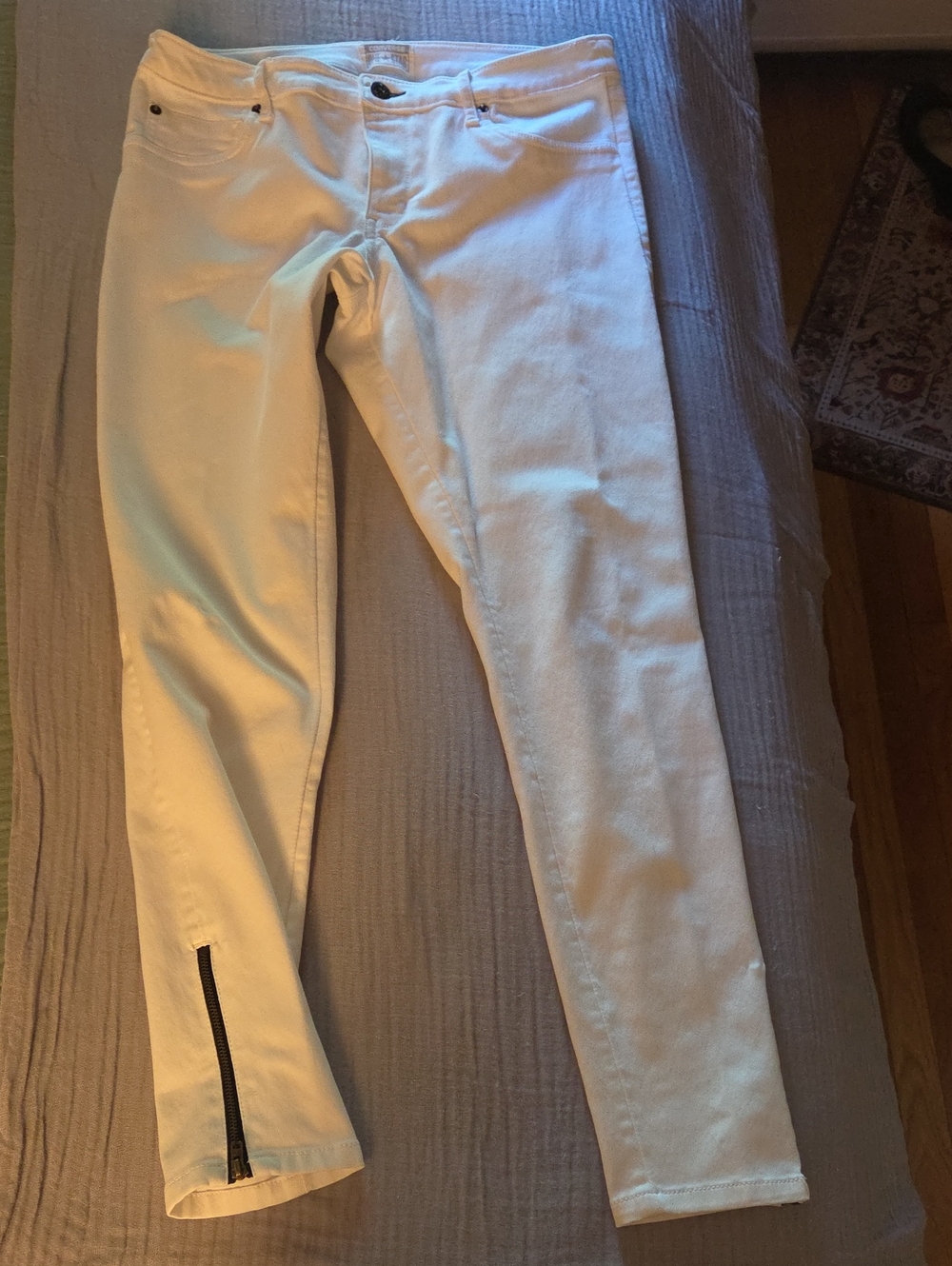 Converse White Ankle Zip Skinny Jeans